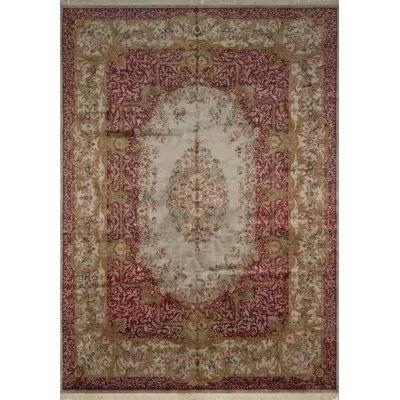 Noori Rug One-of-a-kind Wali Hand-knotted New Age Red/beige 10' X 14' Wool Area Rug In Lt. Green