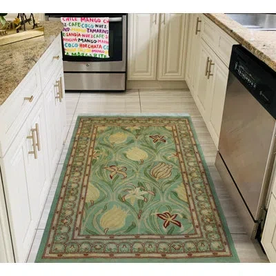 Noori Rug Pak-persian Akhdan Lt. Green Runner In Beige;lt. Green