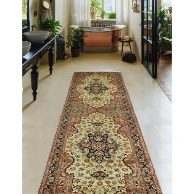 Noori Rug Pak-persian Fikri Ivory Runner In Ivory;navy