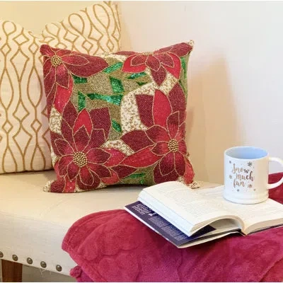 Noori Rug Pax Square Pillow Cover & Insert In White;green;red;gold;ivory