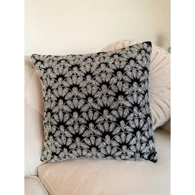 Noori Rug Square Velvet Pillow Cover & Insert In Black;silver