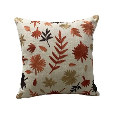 Noori Rug Vermont Beige Embroidered Throw Pillow