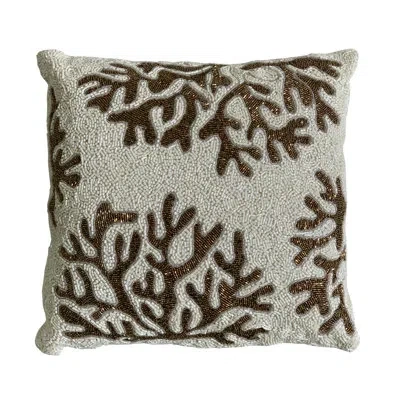 Noori Rug White Marcus Beaded Throw Pillow In Gold;ivory