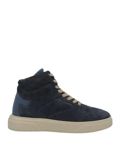 Noova Man Sneakers Navy Blue Size 8 Leather, Textile Fibers