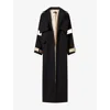 Nora Alsheikh Womens Cut-out Sleeve Long Cotton-blend Trench Coat Black Beige