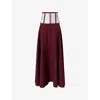 Nora Alsheikh Womens High-waisted Corset Woven Maxi Skirt Maroon