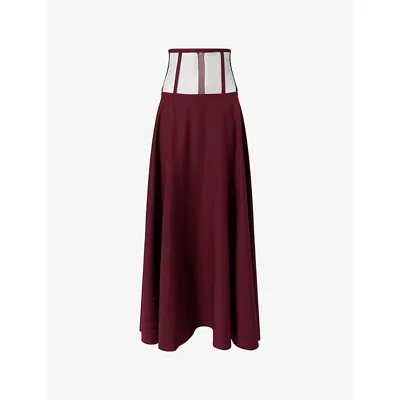 Nora Alsheikh Womens High-waisted Corset Woven Maxi Skirt Maroon