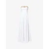Nora Alsheikh Womens Strapless Contrast-strap Flared Cotton Maxi Dress White