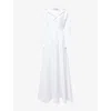 Nora Alsheikh Womens White Cinched-waist Notch-collar Cotton Maxi Dress