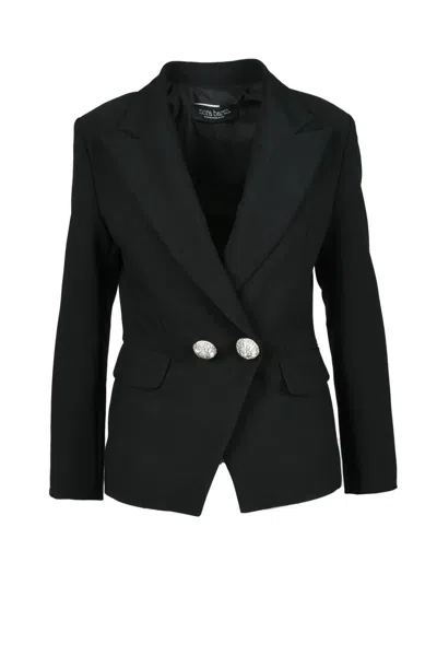 Nora Barth Structured Black Jacket With Decorative Buttons