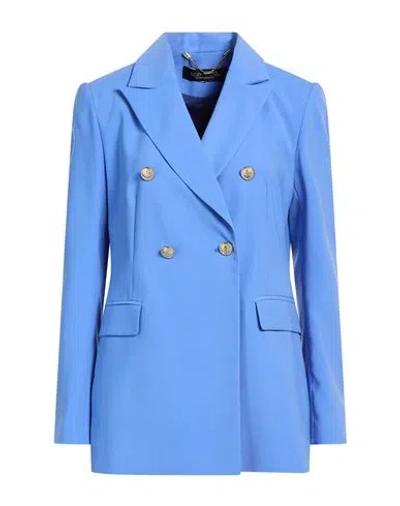 Nora Barth Woman Blazer Azure Size 8 Acrylic, Silk In Blue
