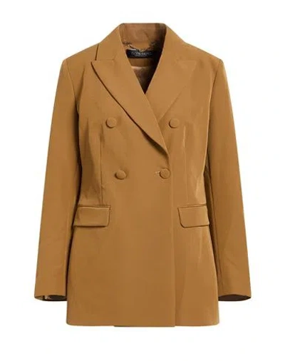 Nora Barth Woman Blazer Camel Size 8 Polyurethane, Viscose, Elastane In Neutral