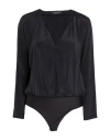 Nora Barth Woman Bodysuit Black Size 8 Viscose, Polyester, Silk, Elastane