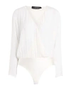 Nora Barth Woman Bodysuit White Size 4 Viscose, Polyester, Silk, Elastane