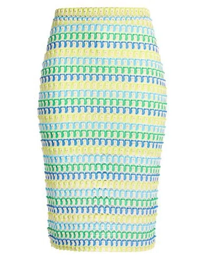 Nora Barth Woman Midi Skirt Beige Size 6 Cotton, Elastane In Green