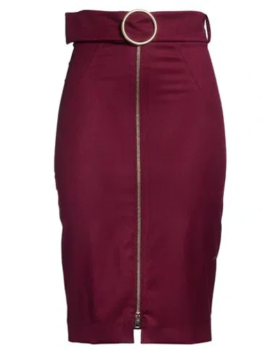 Nora Barth Woman Midi Skirt Burgundy Size 10 Polyester, Viscose, Wool, Elastane In Red