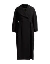 Nora Barth Woman Overcoat & Trench Coat Black Size 8 Wool, Viscose, Polyester, Elastane