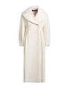 Nora Barth Woman Overcoat & Trench Coat Ivory Size 6 Wool, Viscose, Polyester, Elastane