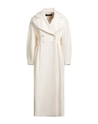 Nora Barth Woman Overcoat & Trench Coat Ivory Size 6 Wool, Viscose, Polyester, Elastane