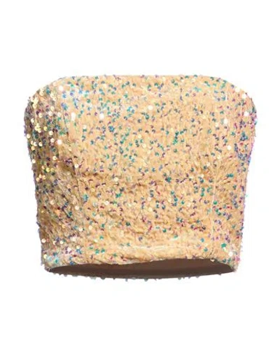 Nora Barth Woman Top Beige Size 4 Polyester, Wool, Viscose, Elastane In Gold