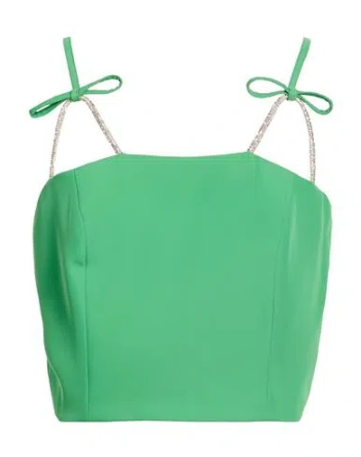 Nora Barth Woman Top Green Size 8 Acrylic, Silk