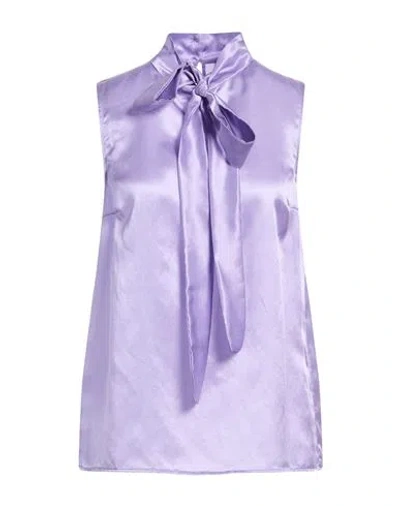 Nora Barth Woman Top Lilac Size 10 Cotton, Silk In Purple