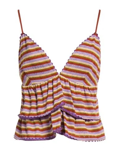 Nora Barth Woman Top Purple Size 4 Cotton, Elastane