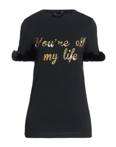 Nora Barth Woman T-shirt Black Size Xs Cotton, Lycra In Multi