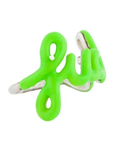 Pre-owned Nora Kogan Enamel 'explicit' Script Band In Green