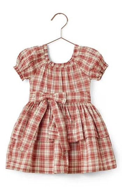 Noralee Kids' Annette Holiday Tartan Tiered Dress In Burgundy