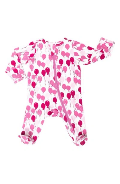Norani Babies'  Balloons Stretch Organic Cotton Zip Footie In Pink