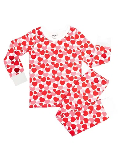 Norani Girls' Kids Organic Short Sleeve Two-piece Pajama Set - Baby, Little Kid, Big Kid In Red
