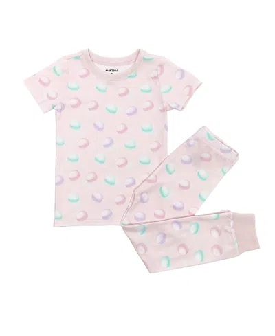 Norani Girls' Kids Organic Short Sleeve Two-piece Pajama Set - Baby, Little Kid, Big Kid In Pink