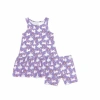 Norani Babies'  Kids Organic Drop Waist Dress With Matching Biker Shorts In Unicorns