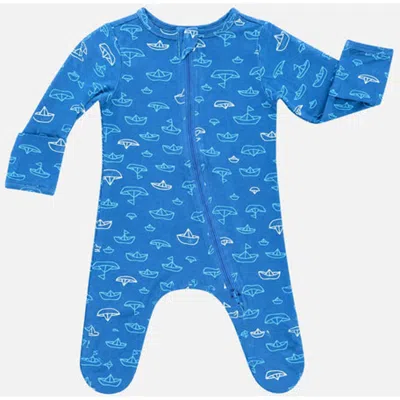Norani Babies'  Modal Zip Footie In Blue
