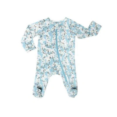 Norani Babies'  Organic Cotton Zip Footie In Cherry Blossoms