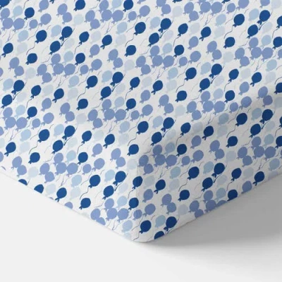 Norani Organic Fitted Crib Sheet In Blue Balloons