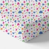 Norani Organic Fitted Crib Sheet In Rainbow Hearts