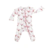 Norani Babies'  Stretch Organic Cotton Zip Footie In Pink Petals