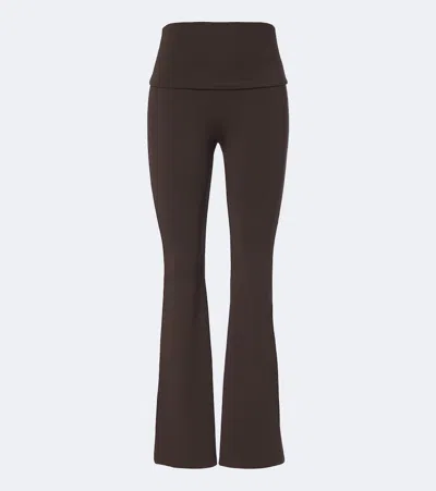 Norba Foldover Flared Leggings In Brown