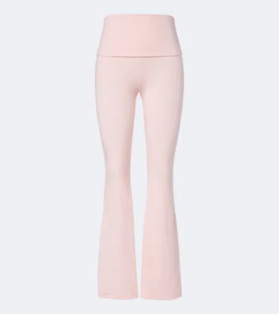 Norba Foldover Flared Leggings In Pink