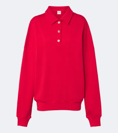 Norba Julia Cotton Jersey Polo Sweatshirt In Red