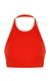 Norba Kiki Contrast-trim Jersey Top In Orange