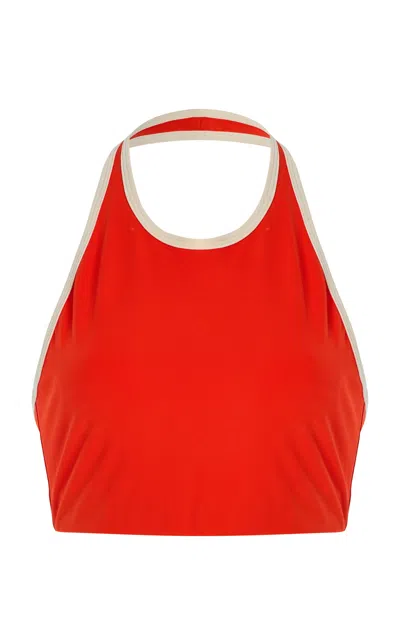 Norba Kiki Contrast-trim Jersey Top In Orange