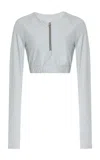 Norba Zipped Jersey Crop Top In Silver