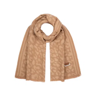Nordbron Women's Brown Tonal Animal Woven  Ecru Olive Scarf