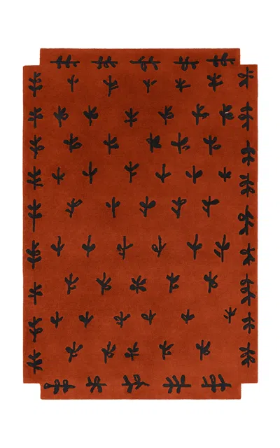 Nordic Knots 8" X 10" Big Buds Wool Rug In Red
