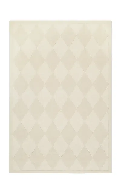 Nordic Knots 8" X 10" Diamond Wool Rug In White