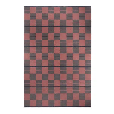 Pre-owned Nordic Knots Bastad Red, Modern Dhurrie Or Kilim Rug In Scandinavian Design In Brown