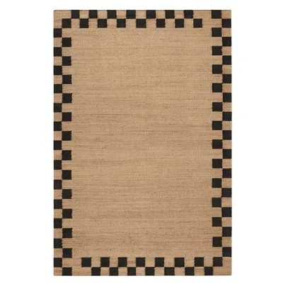 Pre-owned Nordic Knots 'border' Black Jute Style Rug In Scandinavian Design